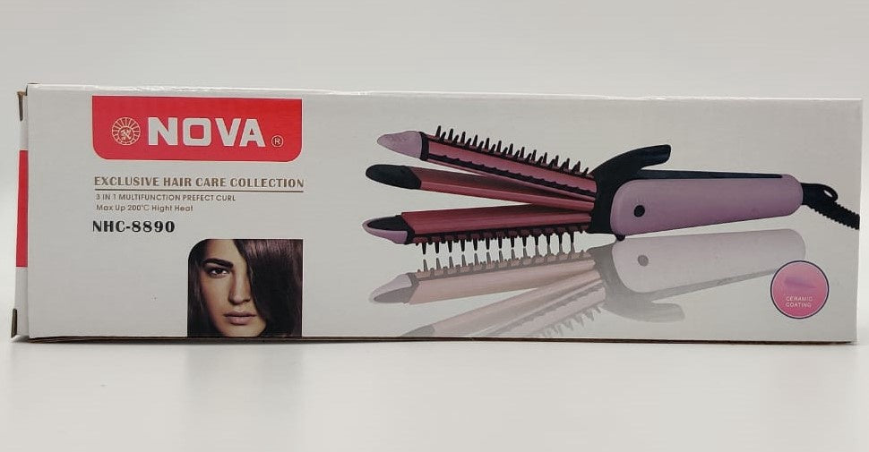 NOVA Hair Straighten Iron NHC-8890 3IN1 Curl