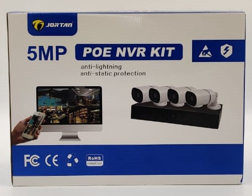 JORTAN Security Camera Kit 4-PORT Nvr 85146POE48V-4 5MP Poe Combo Kit
