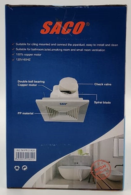 SACO Fan Extractor 8" 04-FR-21820 Ceiling Exhaust