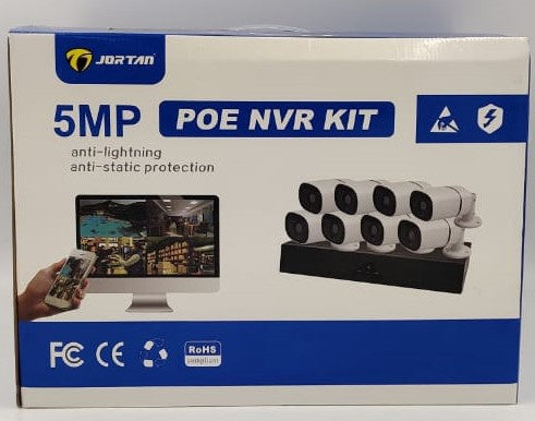 JORTAN Security Camera Kit 8-PORT Nvr 85146POE48V-8 5MP Poe Combo Kit