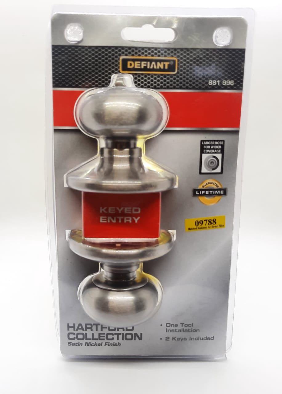 DEFIANT Lock Entry Knob 881 996 Satin Nickle