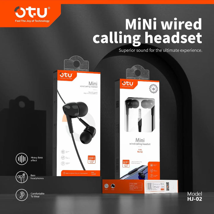 OTU Headphones & Mic HJ-02 Wired Calling Headset Hifi IN-EAR