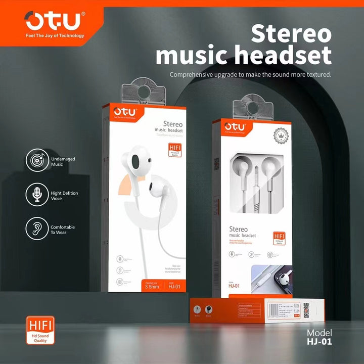 OTU Headphones & Mic HJ-01 Wired Headset Hifi IN-EAR