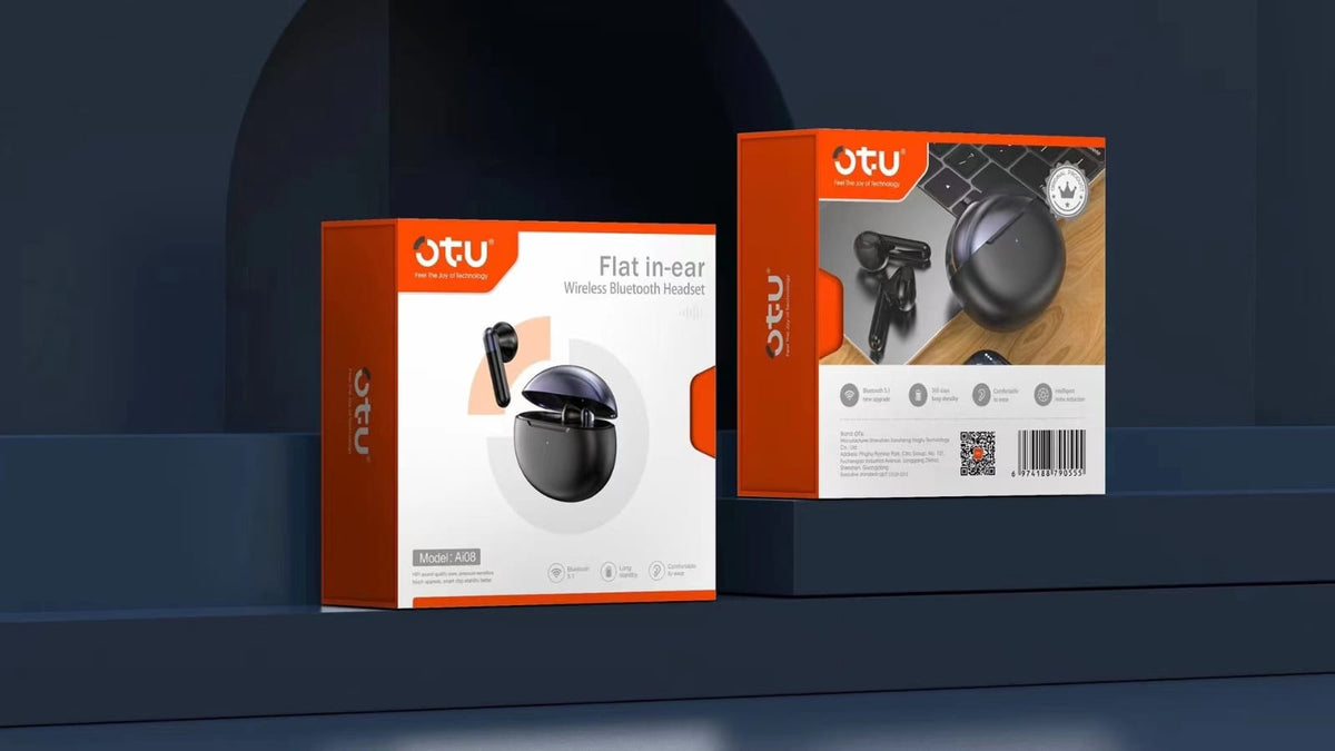 OTU Headphones Wireless Earphone AI-08 Flat IN-EAR Bluetooth Headset