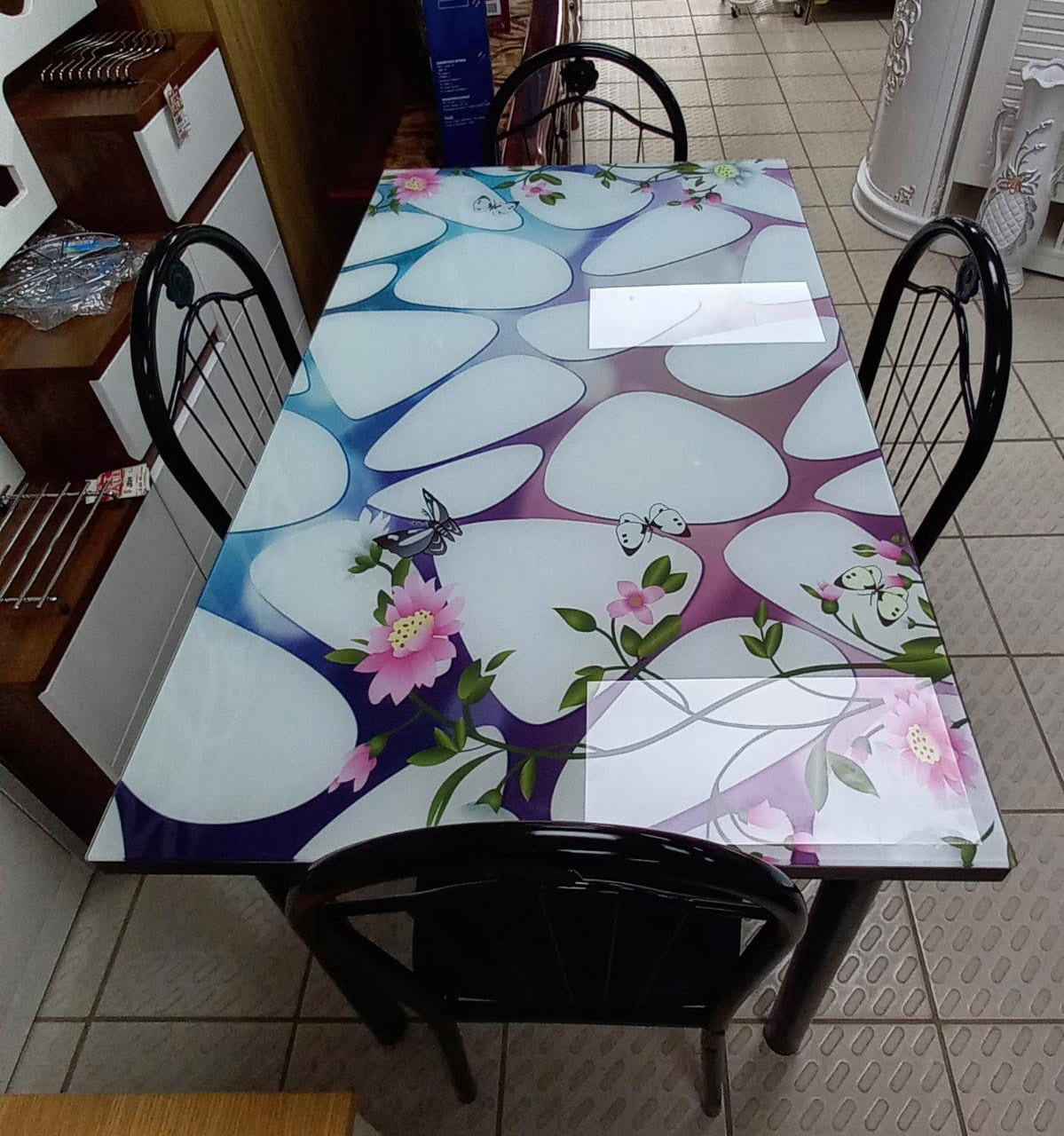 Glass Dining Table A31-673 with 4 Chair Set
