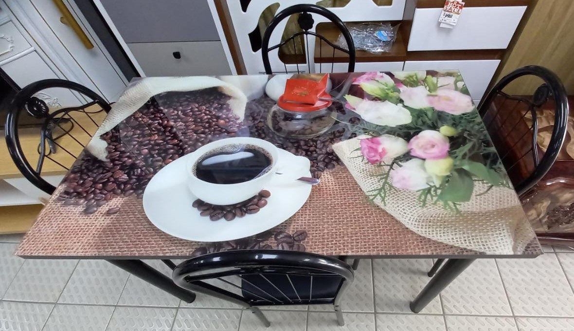 Glass Dining Table A31-M87 with 4 Chair Set