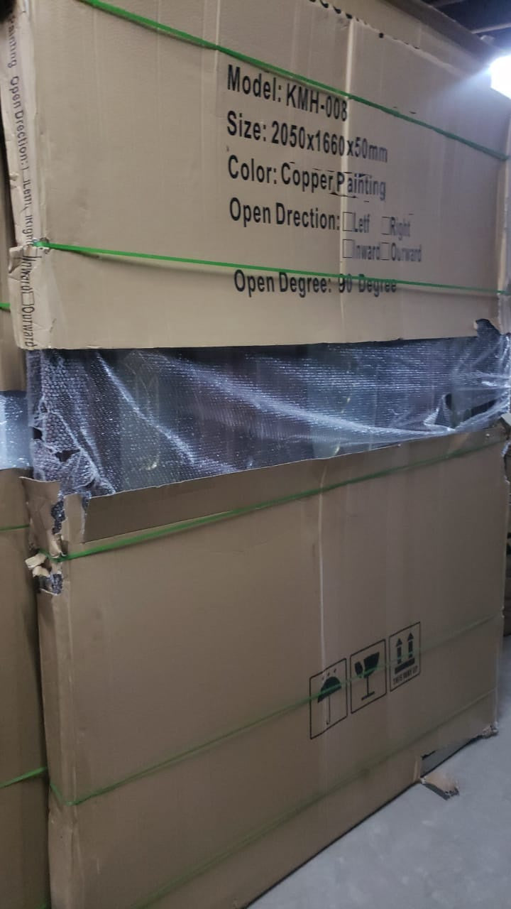 Door Metal Copper with 2 Side Panels with Glass 2050X1660X50MM KMH-008
