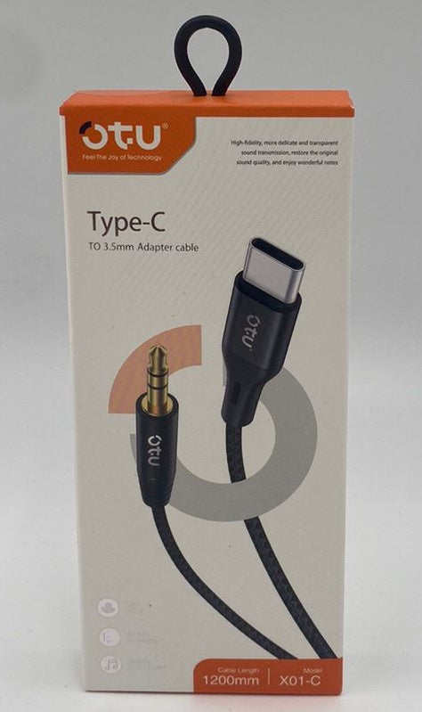 OTU Lead 1 3.5MM Male Stereo to USB TYPE-C X01-C 1200MM Aux Adapter