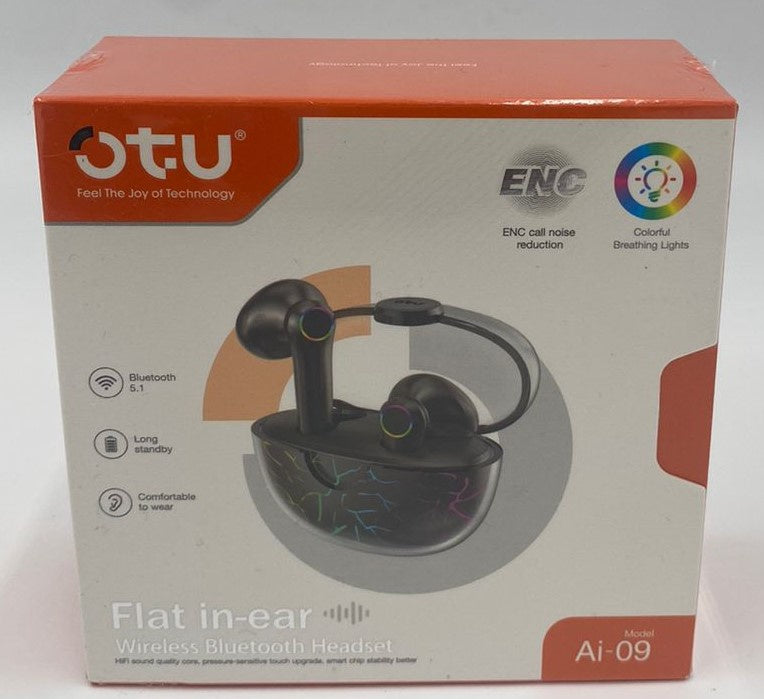 OTU Headphones Wireless Earphone AI-09 Flat IN-EAR Bluetooth Headset