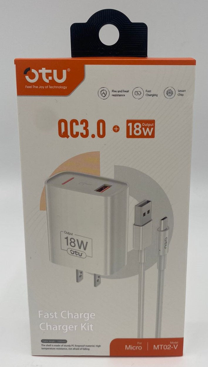 OTU Charger Cable USB MT02-V Micro 18W QC3.0 Fast Charger