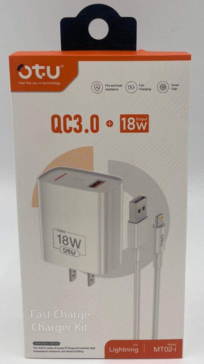 OTU Charger Cable USB MT02-I Lightning 18W QC3.0 Fast Charger