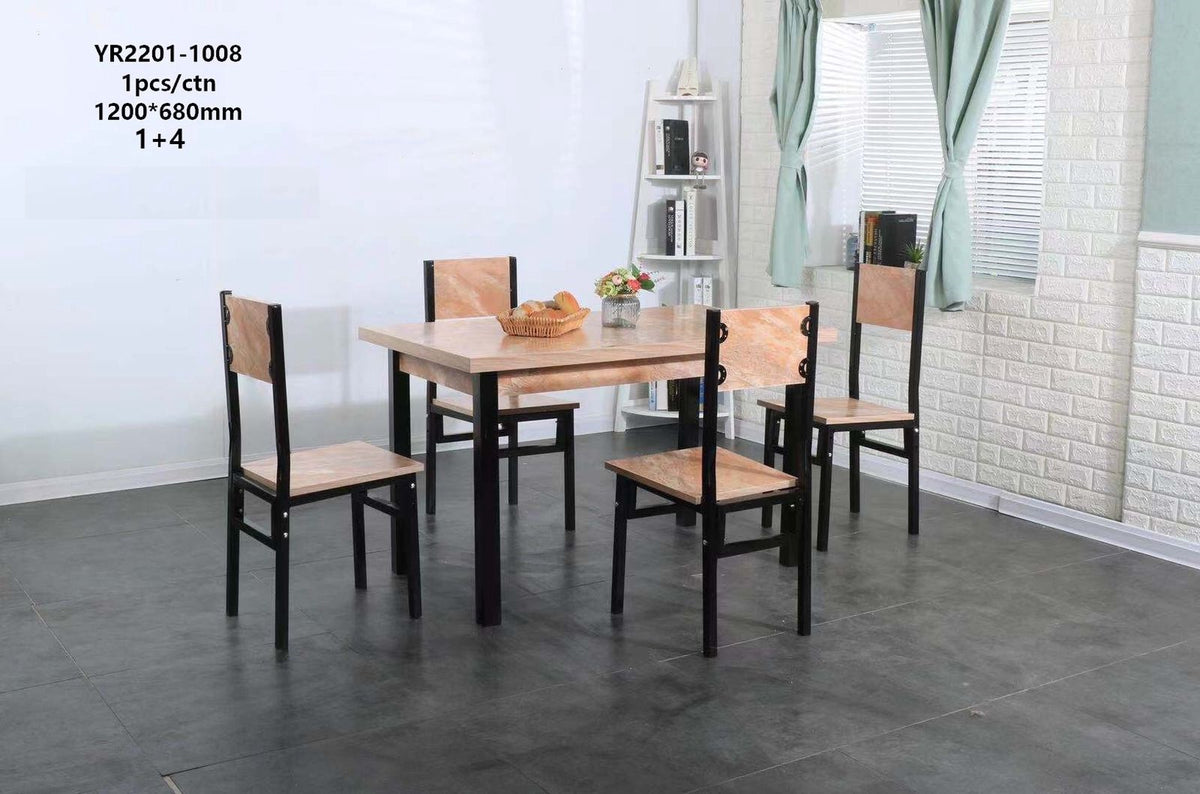 Wood Dining Table YR2201-1008 B-12 with 4 Chair Set
