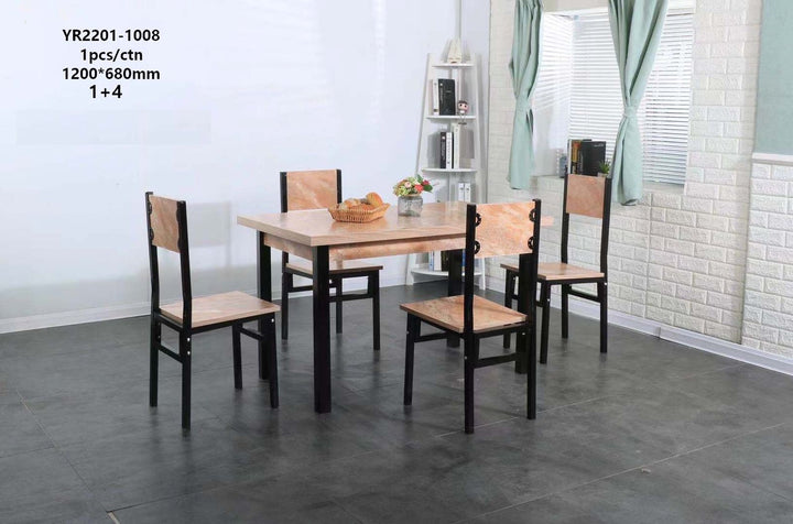 Wood Dining Table YR2201-1008 B-12 with 4 Chair Set
