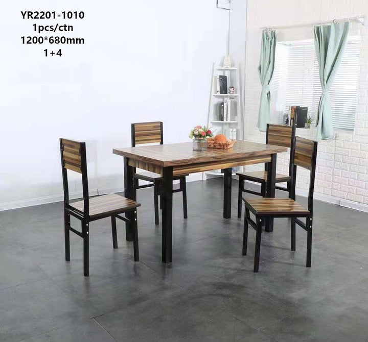Wood Dining Table YR2201-1010 with 4 Chair Set (Wood Look)