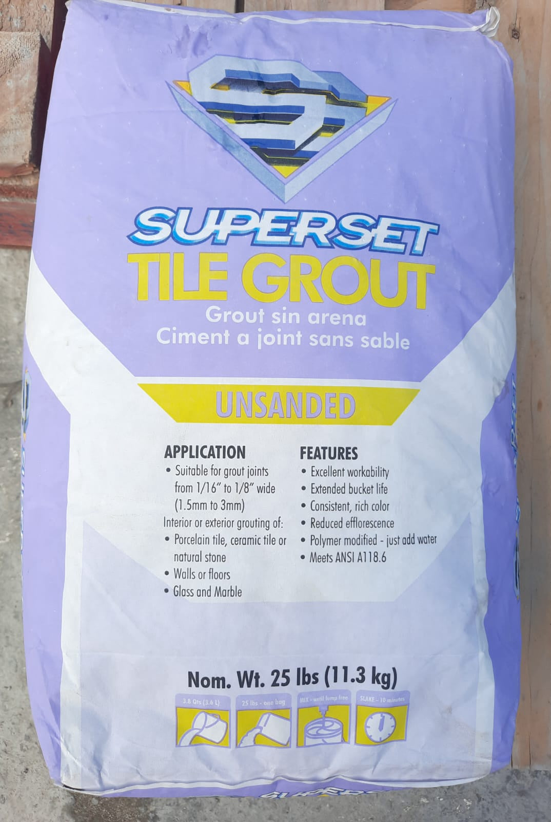Tile Grout Superset Unsanded 25LBS Sack