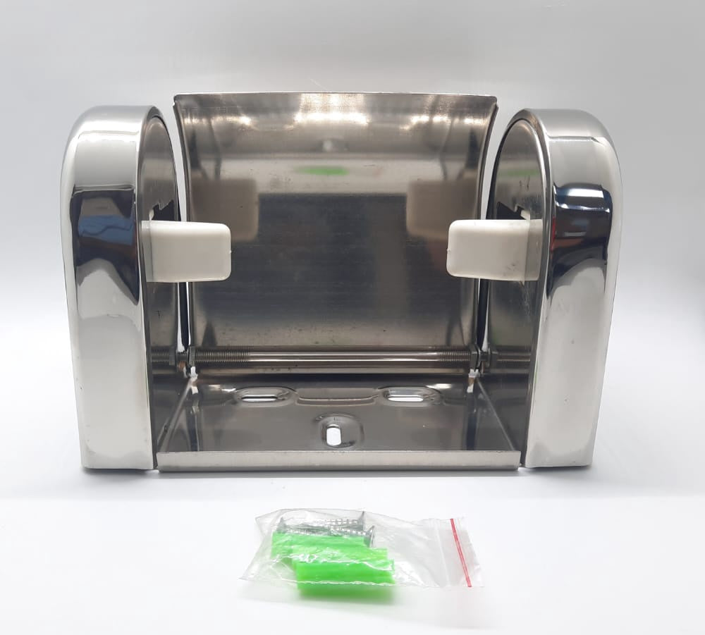 Toilet Paper Holder Chrome Brown Box Heavy