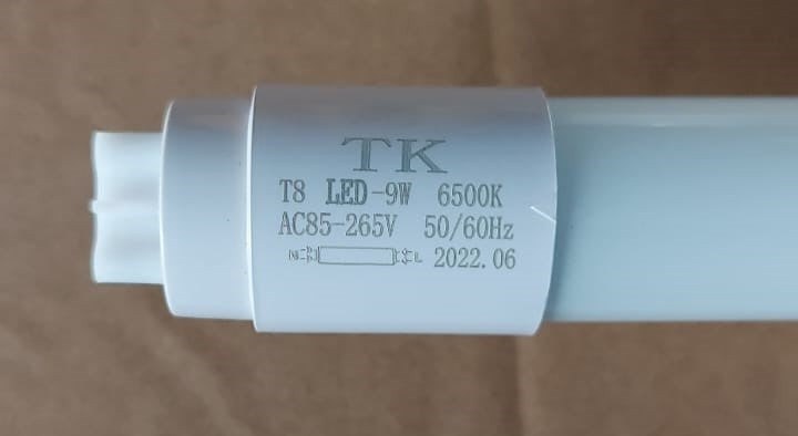 Tube 2FT LED 9W Tk T8 LED-9W AC85-265V 6500K 50/60HZ