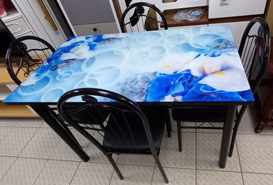 Glass Dining Table A31-126 with 4 Chair Set