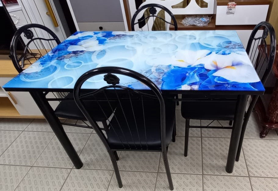 Glass Dining Table A31-126 with 4 Chair Set