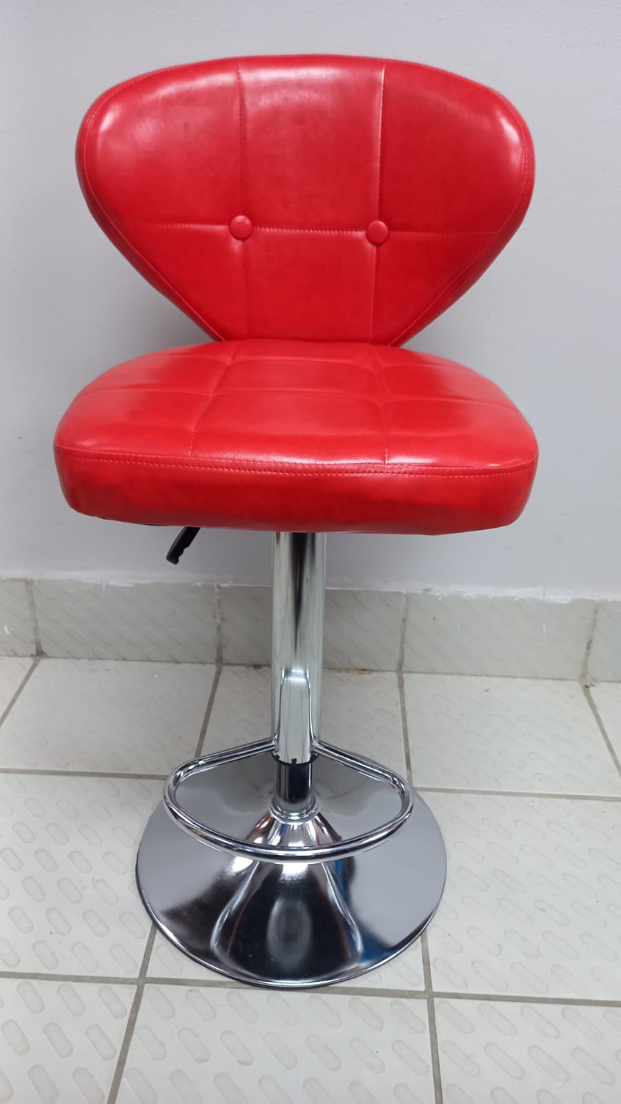 Bar Stool 02 Chrome & Red