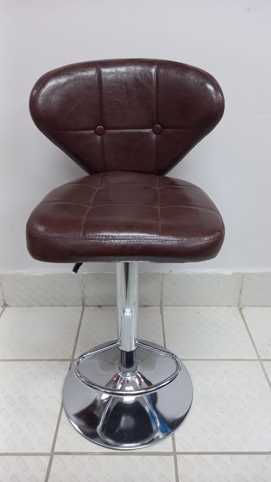 Bar Stool 02 Chrome & Brown