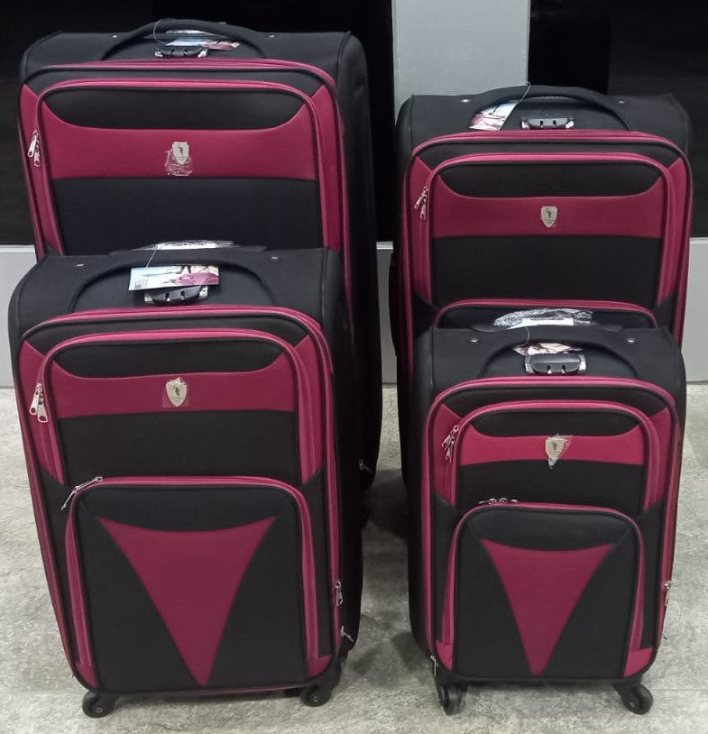 Luggage Suitcase Soft Fabric 4PCS Set 4 Wheel Spinner