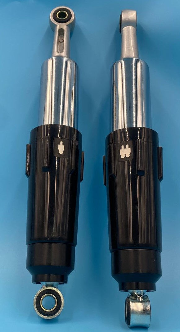 M/CYCLE Rear Shocks 110 Black & Chrome Pair