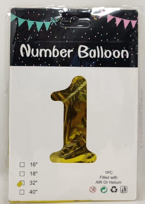 Party Balloons Foil Type Numbers 32" Gold R09-156