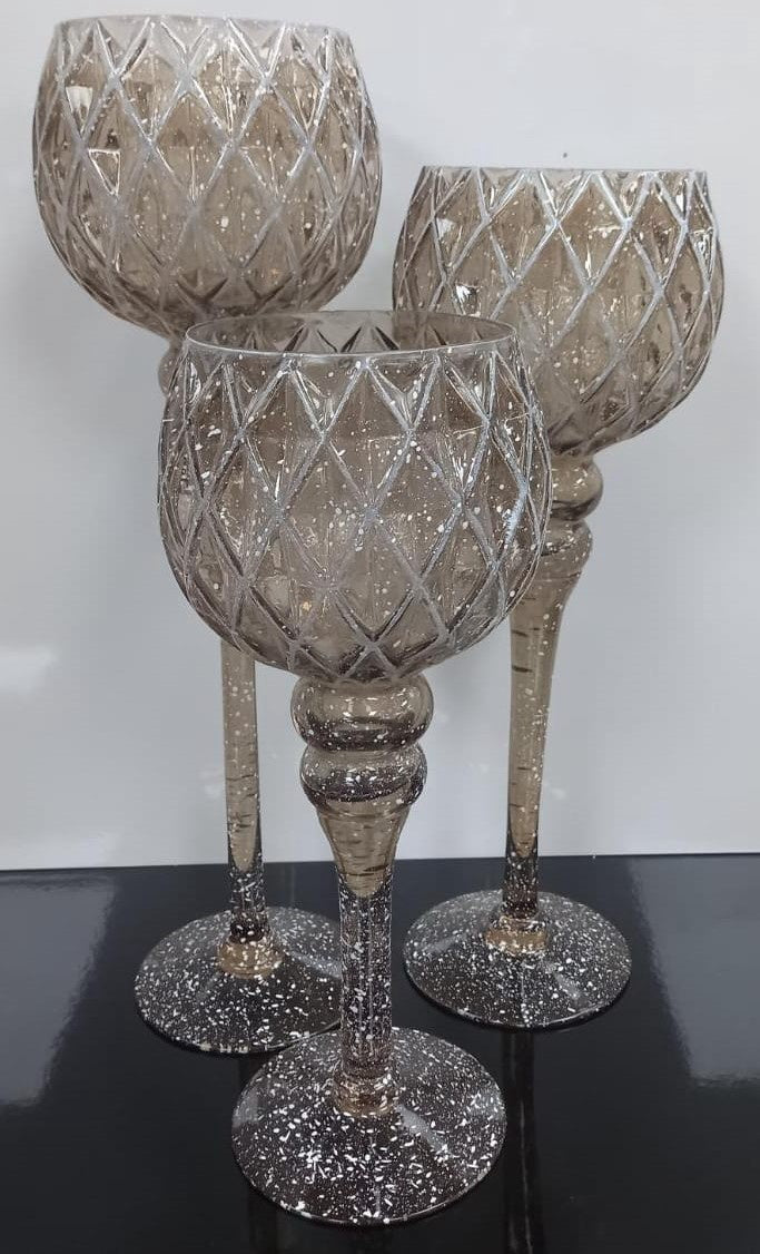 Candle Holder Set of 3 Glass ZH084