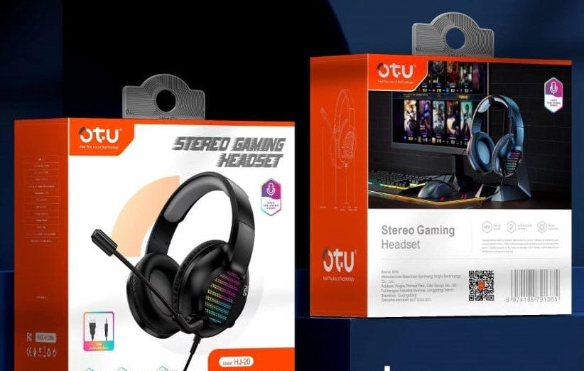 OTU Headphones & Mic HJ-20 Wired Headset Stereo Gaming