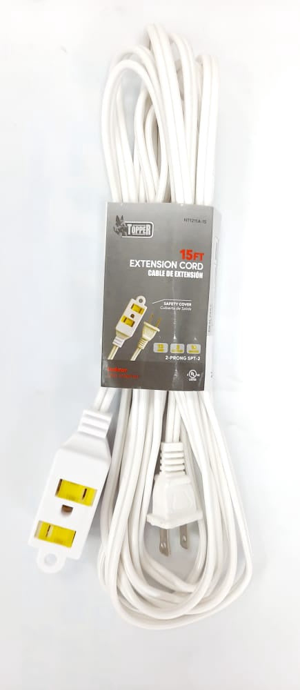 TOPPER Extension Cord 15FT White Indoor NT1211A-15