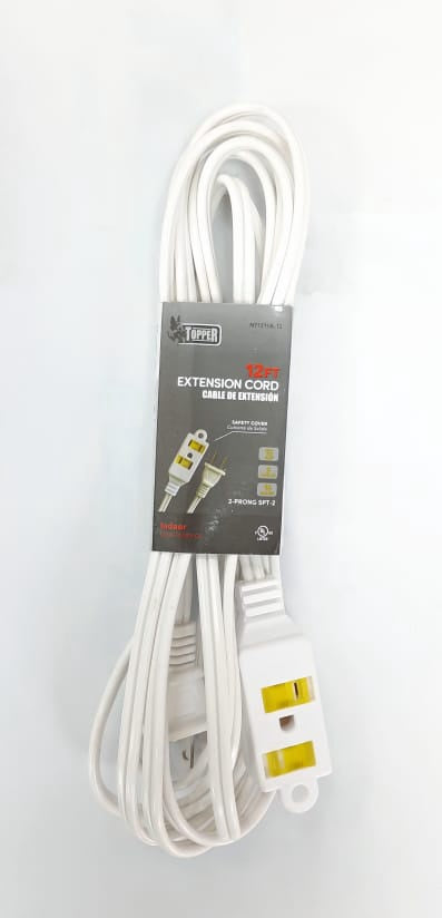 TOPPER Extension Cord 12FT White Indoor NT1211A-12