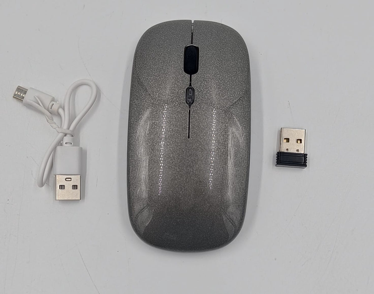 GENERIC Computer Mouse Wireless 2.4GHZ Optical Rechargeable Slim Grey