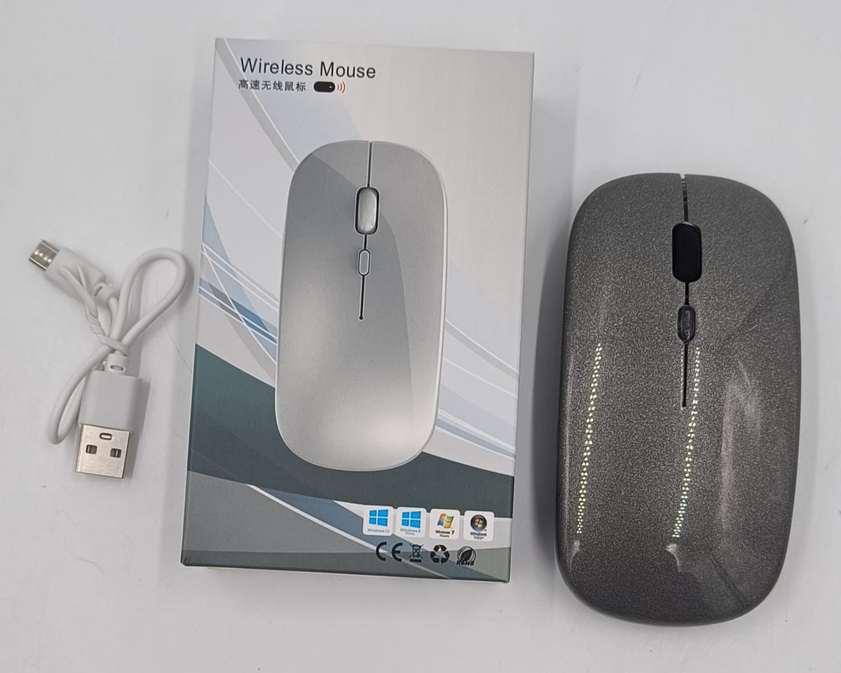 GENERIC Computer Mouse Wireless 2.4GHZ Optical Rechargeable Slim Grey