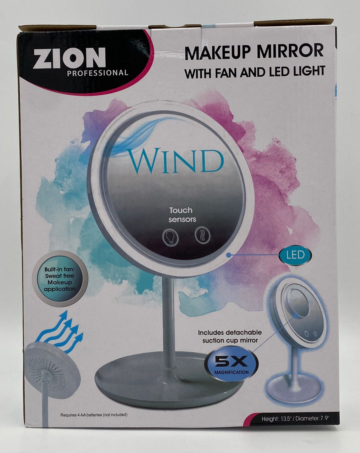Mirror Zion ZN-264 Wind Makeup Mirror with Fan and LED Light 5X