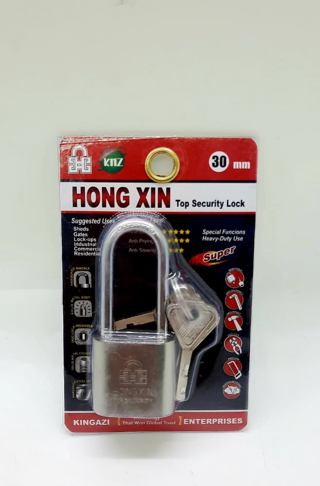Padlock 30MM Hong Xin Long Shackle Chrome