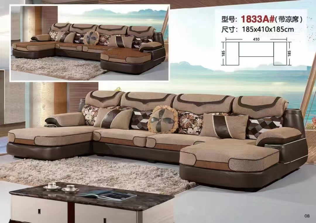 Sofa Set U Shape with Pillows 1833A 185X410X185CM