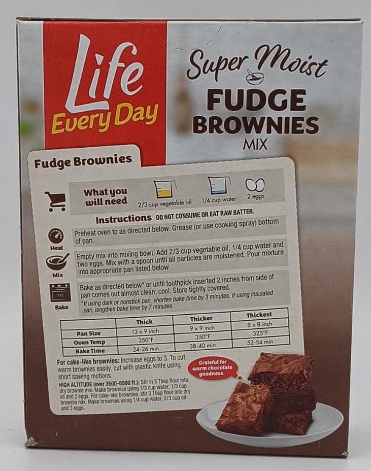 LIFE EVERY DAY Fudge Brownie Mix Super Moist 18.3OZ 519G