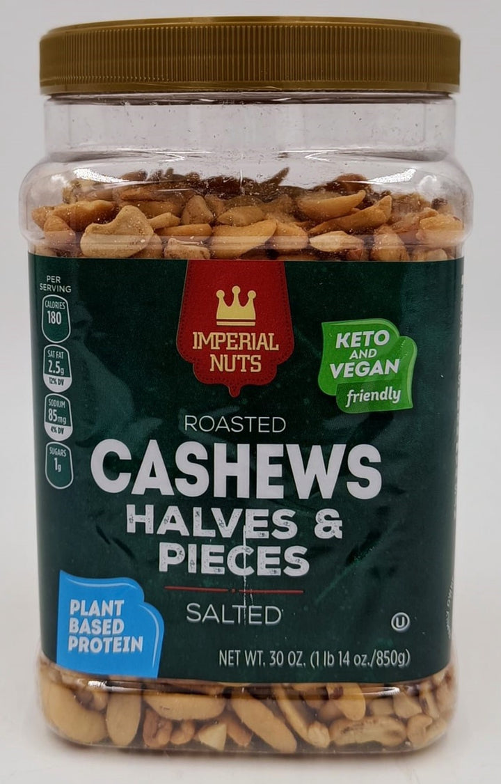 IMPERIAL Nuts Roasted Cashews Halves & Pieces Salted 30OZ 850G