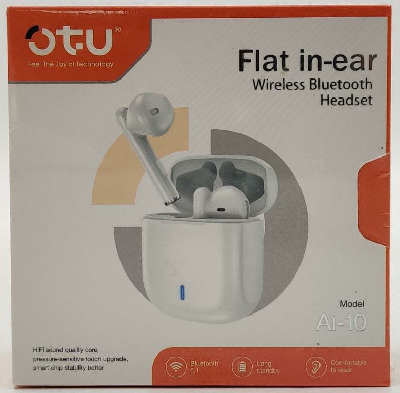 OTU Headphones Wireless Earphone AI-10 Flat IN-EAR Wireless Bluetooth Headset