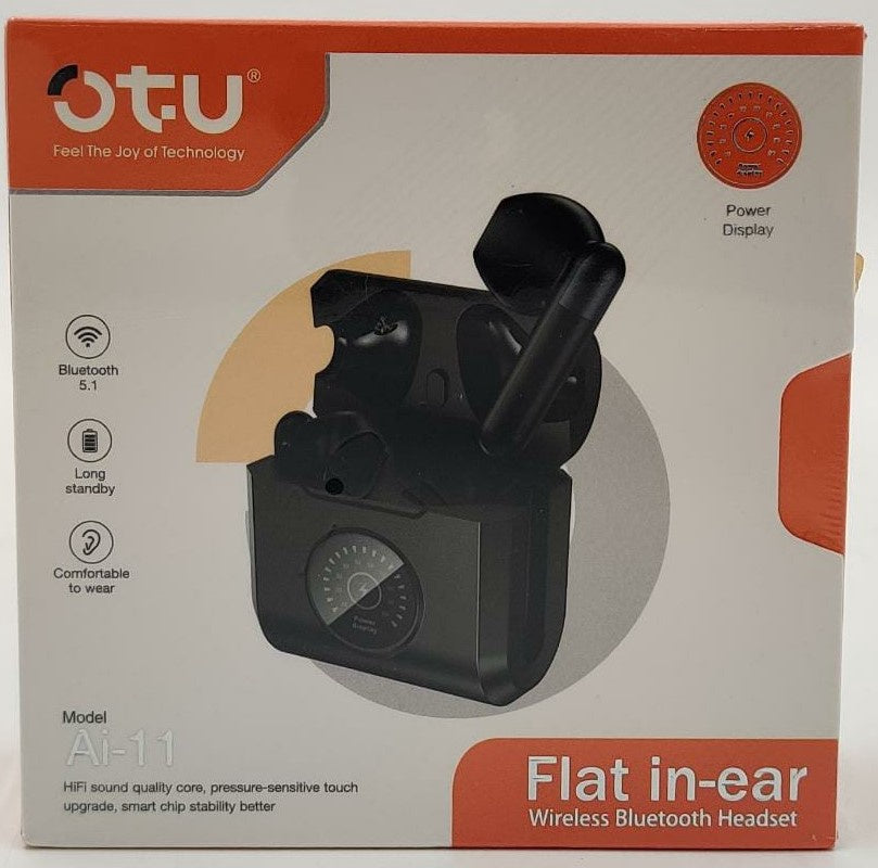 OTU Headphones Wireless Earphone AI-11 Flat IN-EAR Wireless Bluetooth Headset Power Display