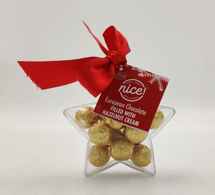 European Chocolate Filled with Hazelnut Cream Nice Gold Ball Star