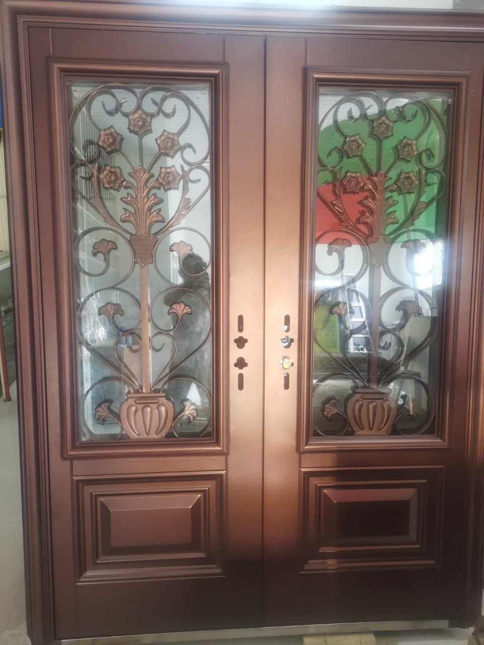 Door Metal Double Bronze Design Glass 2050X1500X70MM ZYH-G068-2