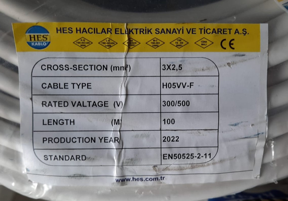 Cable 1.5MM 3C Round Flex Hes Per Yard