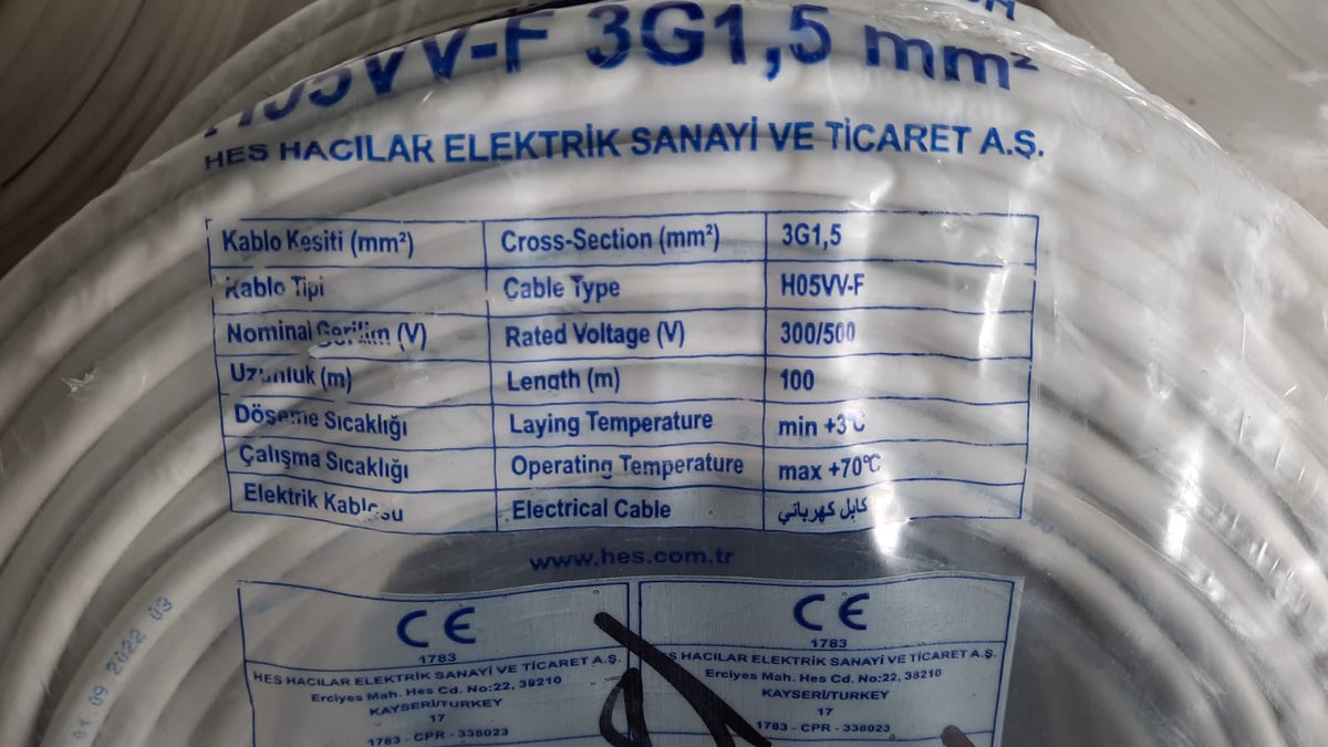 HES Cable 1.5MM 2C Round Flex Turkey Yard