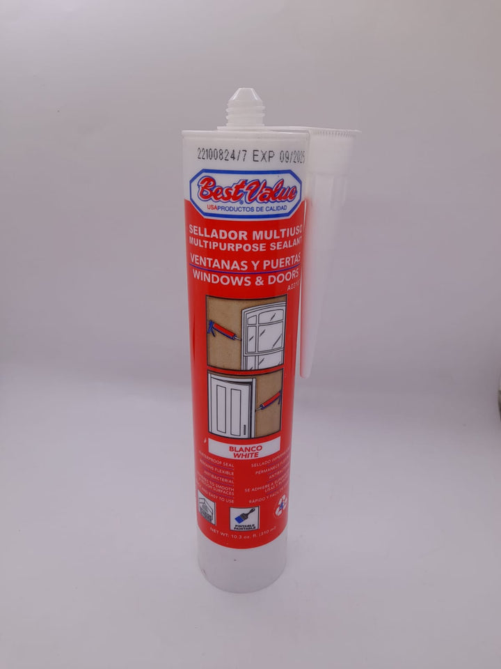 BEST VALUE Silicone Sealant 10.3 OZ White Windows & Doors A03107