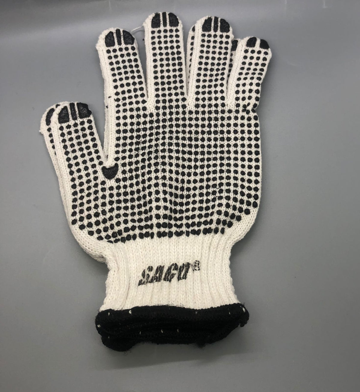 SACO Gloves Cloth BLACK/BLUE with Latex Dots