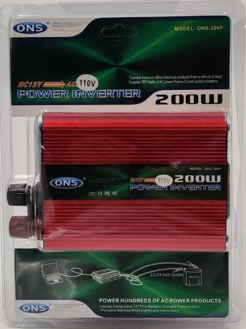 Inverter Ons 200W 12V-110V Red ONS-200P