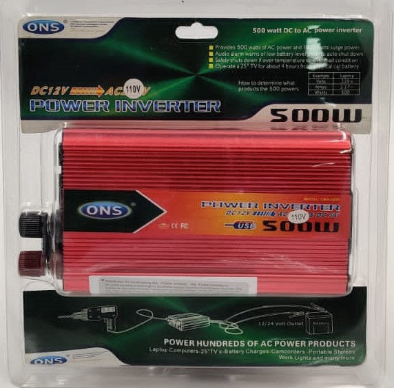 Inverter Ons 500W 12V-110V Red ONS-500P