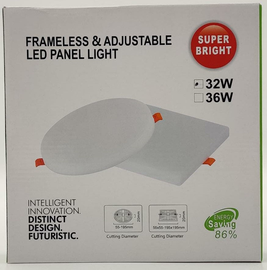 Light LED Panel 32W Super Bright J.f.n.v Square White 6500K 85-265V Frameless